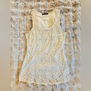 Suzy Shier Lace Sleeveless Top Lined - Cream Small